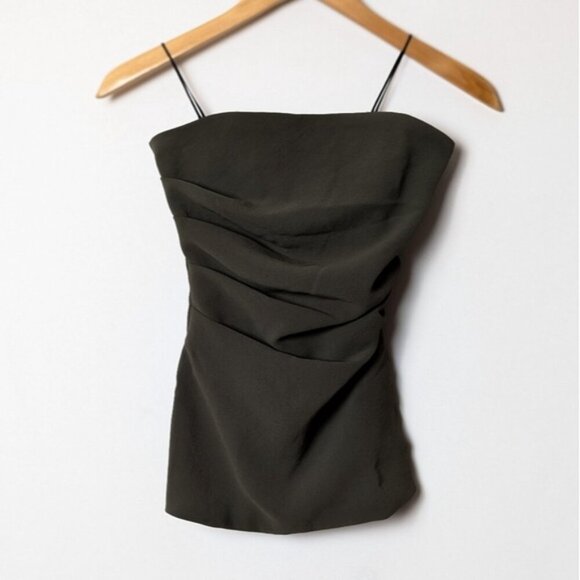 NWT WILFRED Lilou Tube Top Deep Olive Green Strapless XXS ARITZIA - Picture 7 of 10